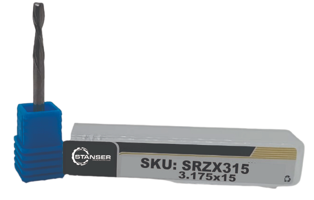 CORTADOR 2 FILOS DOWN CUT END MILL 3.175*15 (1/8*15*1/8), MATERIALES BLANDOS SRZX315